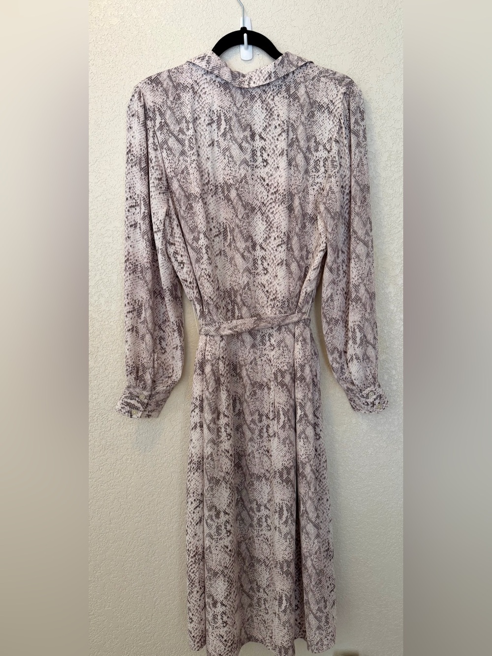 LOFT Snake Print Button Front Midi Shirt Dress Belted Size 12 - Picture 2 of 5
